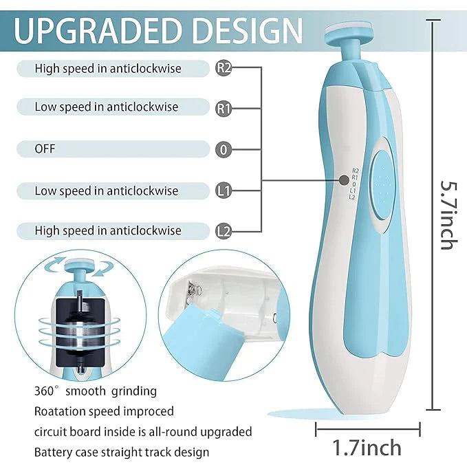Baby Electric Nail Trimmer With 6 Attachments - Martician